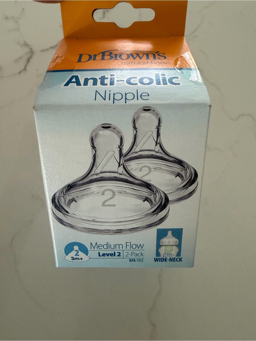 Dr Brown's Anti-Colic Nipple Medium Flow (Clear) - 2 Pack